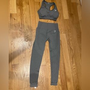Gray gymshark womens leggings and sports bra size small